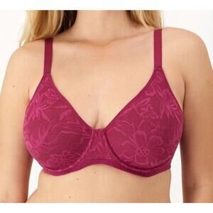 Bali DF7590 Breathe Underwire Bra Burgundy Red Deep Cerise 42D Can Criss Cross